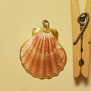 Shell pendant with golden dipped edges